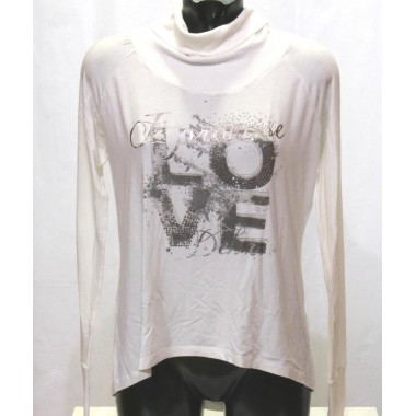T-shirt manica linga e collo alto con stampa Deha