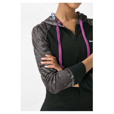 Desigual Felpa zip lunga cappuccio