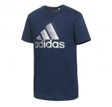 adidas t-shirt giro collo con logo argento mod.bos foil
