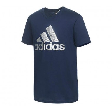 adidas t-shirt giro collo con logo argento mod.bos foil