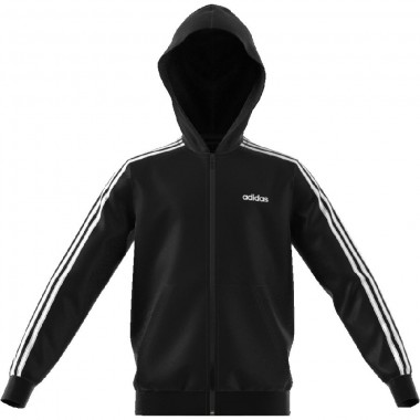 adidas  jr felpa zip lunga cappuccio con scritta piccola mod yb 3s fz