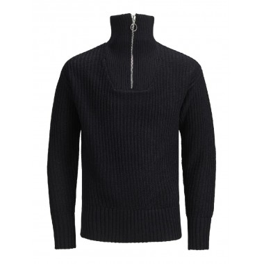 jorfellow knit half zip blk