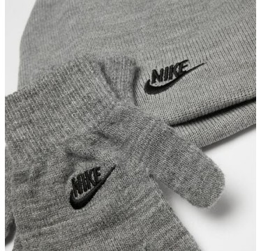 boys club beanie/glove set dk grey heather