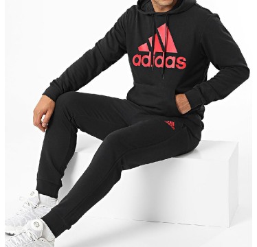 Adidas tuta cappuccio m bl ft hd ts black/scarle